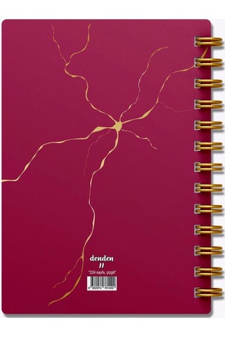 Denden Mermer Kırmızı 17x24 Çizgili Defter Kırmızı
