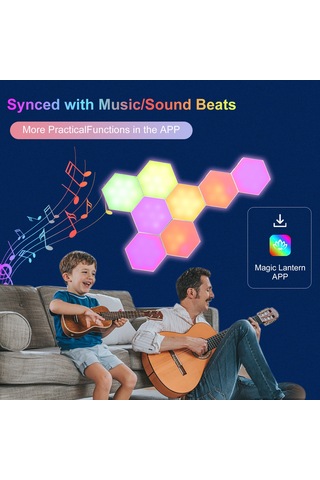 Yifomall Rgb Renkli Altıgen Duvar Lambası 6'lı Set - Müzik İle Senkronize, Bluetooth Ve Uygulama Kontrolü, Usb Beslemeli Stüdyo Aydınlatması Beyaz