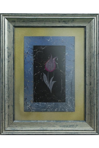 E38 El İşçiliği Pembe Desenli Lale Ebru Tablo 38 31 Cm-6461