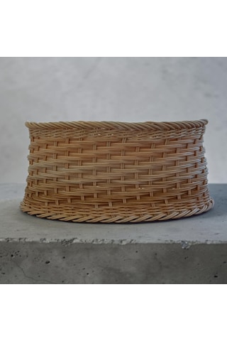 Handanrattan El Örgüsü Doğal Rattan Oval Düzenleyici Sepet 20x40x18 Cm