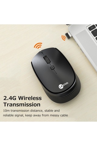 Geeksen Siyah Renkli, 2.4g Kablosuz, 10m Menzilli, 4 Tuşlu, 800-1200-1600dpı Fare Ws202