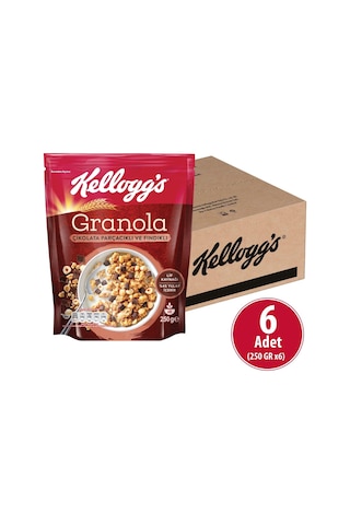 Kellogg's Çikolata Parçacıklı ve Fındıklı Granola 6 x 250 G