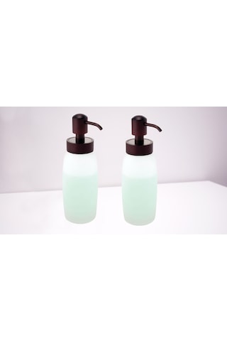 Banyo Seti Sıvı Sabunluk 2 Adet Cam Buz Desenli 6x6x20cm 300ml Beyaz