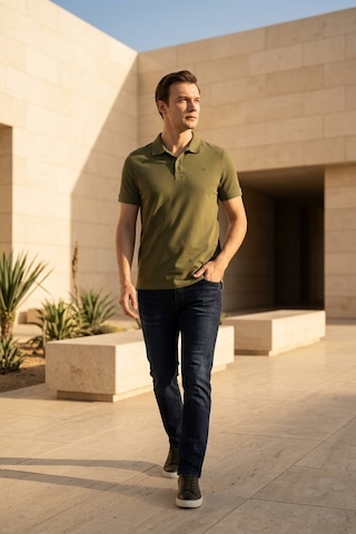 Süvari Slim Fit Düz Baskısız Pike Düğmeli Polo Yaka Nefes Alabilen T-shirt Haki