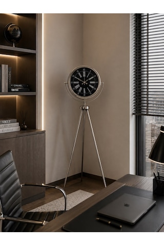Büro Ev Ofis Dekoru İçin 150x45cm Krom Metal İhtişam Tripod Ayaklı Saat Diğer