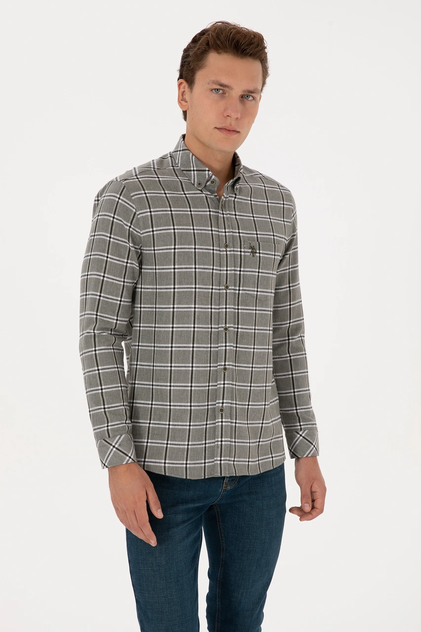 U.s. Polo Assn. Erkek Koyu Yeşil Gömlek Desenli 50308563-vr079 Koyu Yesıl