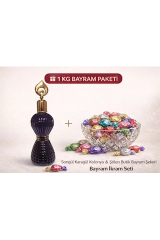 Songül Karagül Kolonyası Ve 1 Kg Şölen Bayram Şekeri Paketi Karışık Sert Ve Meyve Aromalı Jöle Şeker Bayram Misafir İkram Paketi