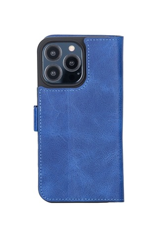 Apple İphone 13 Pro Uyumlu Deri Cüzdanlı Kılıf Okyanus Mavi Diğer