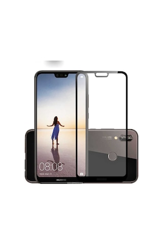 Huawei P20 Lite Zore Kenarları Kırılmaya Dayanıklı Cam Ekran Koruyucu