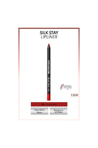 Note Cosmetique Silk Stay Lipliner Suya Dayanıklı İpeksi Dudak Kalemi 08 Scarlet Red