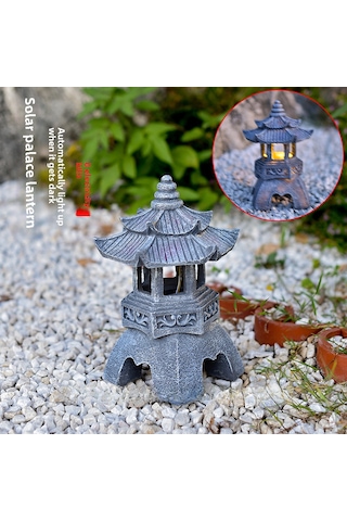 Konesam Solar Güneş Enerjili Çin Zen Stili Bahçe Aydınlatması, Avlu Dekoru, Manzaralı Ev Ve Bahçe Süsleri Işıklı Minyatür Kule Lambası