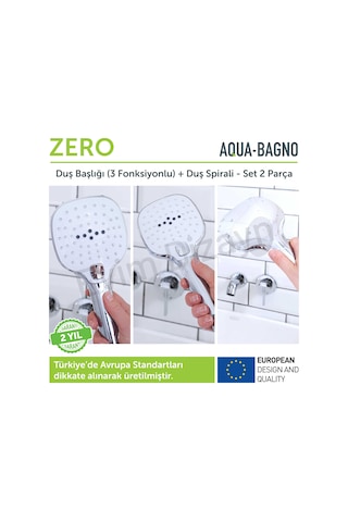 Aqua Bagno Zero El Duşu - Duş Spirali Hortumu Set 2 Parça Krom