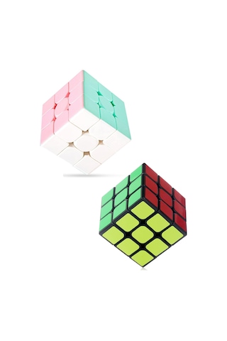 2 Adet Speed Cupe Rubik Küp Zeka Küpü 3x3 Hız Küpü,fidget Oyuncak Seyahat Zeka Oyunu Pastel Renk Ve Klasik