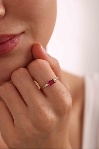 Pembe Baget Taşlı Minimal Terra Yüzük Gianfranco