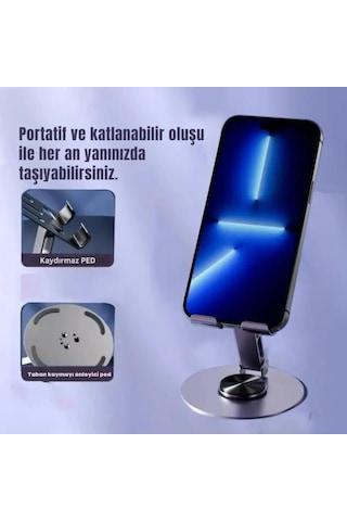 Polham Açı Ve Yükseklik Ayarlı Telefon Ve Tablet Tutucu Stand, Kaydırmaz Masaüstü Dönebilen Stand