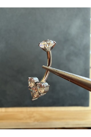 %100 316 L Cerrahi Çelik Altın Modeli Minimal Tasarım Çelik Göbek Piercingi Gümüş