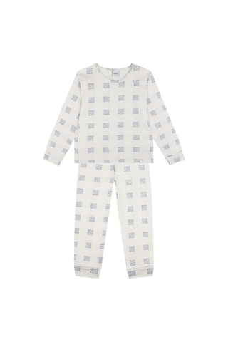 Antebies Organik Krem Uzun Kollu Kız Çocuk Pijama Takımı Renkli