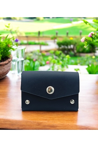 Cronder Hakiki Deri Yan Model Kutu Kartlık Siyah