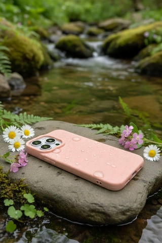 Apple iPhone Uyumlu 15 Pro Max İçin Darbeye Dayanıklı Pudra Pembe Renkliı Silikon Telefon Kılıfı Resimdeki