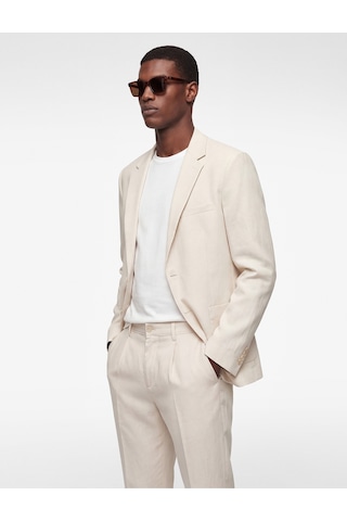 Koton Uzun Kollu Viskon Karışımlı Cepli Düğmeli Mono Yaka Slim Fit Blazer Ceket Bej 6sam50006nw Ekru