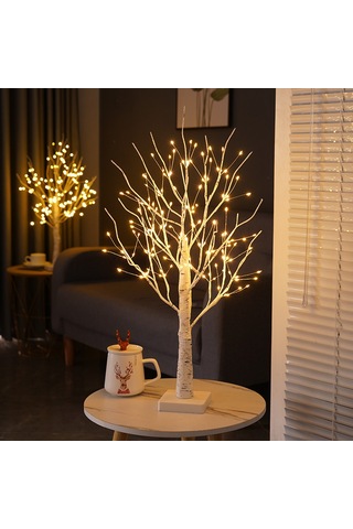 Mufunye 60cm 144led Işıklı Ağaç, Usb Ve Pil İle Çalışır, Zamanlama Ve Sürekli Işık Özelliği, Noel Ve Paskalya İç Mekan Dekorasyonu, Sıcak Işık Diğer