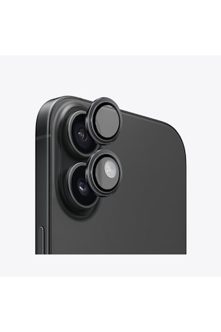 Safeus Safir Temperli Kamera Lens Koruyucu Apple Uyumlu iPhone 16 Plus Ve İle Siyah