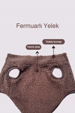 Köpek Kıyafeti - Fermuarlı Teddy Köpek Ceketi