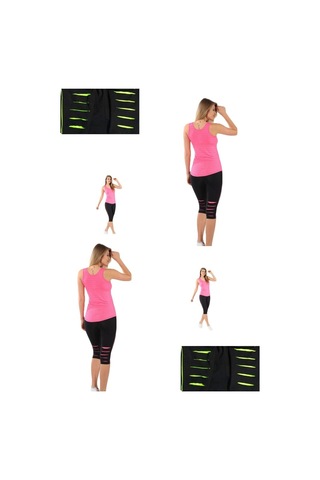 Besttrend Kadın Yırtık Sporcu Kapri Tayt Edy371 Siyah