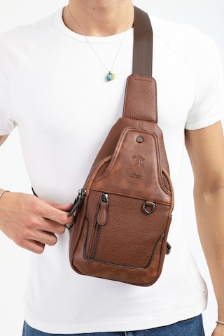 Taba Çok Bölmeli Çapraz Askılı Göğüs Omuz Çantası Bodybag Taba