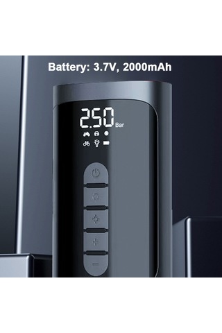 Vkemall Kompakt Kablosuz Akıllı Araç Lastik Pompa, 4 Modlu Çok Fonksiyonlu, Dijital Gösterge, Motosiklet Bisiklet Toplar İçin