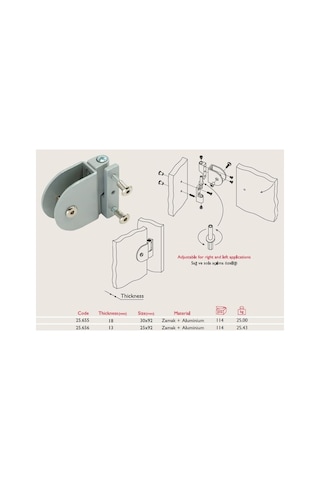Gürçay Kabin Menteşesi 13mm 25.656