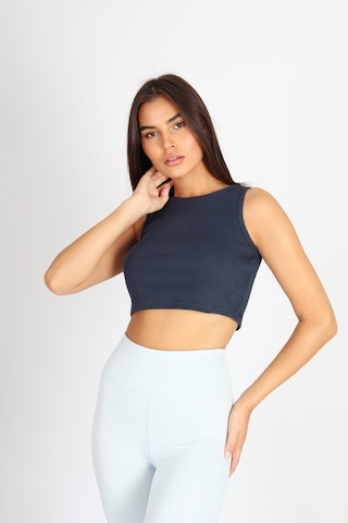 Soft&Basic Kadın Lacivert Basic Halter Yaka Esnek Biyeli Kaşkorse Kumaş Crop Top Body Atlet Lacivert