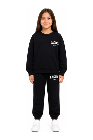Eray Alp Kids Kız Çocuk Siyah Eşofman Takımı Günlük Rahat Kombin