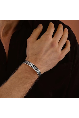 925 Ayar Gümüş Unısex Kelepçe Bileklik Gümüş