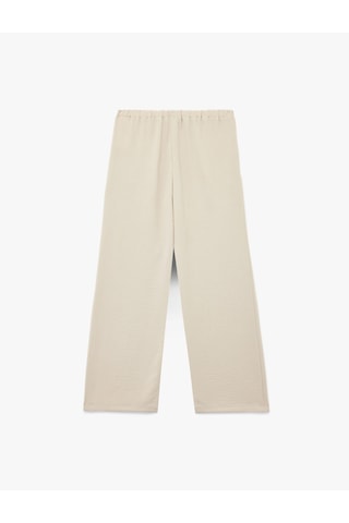 Koton Aerobin Kumaş Straight Fit Düz Bol Paça Pantolon Bej 5sak40552pw Ekru