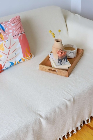 Kolları Örten Koltuk Örtüsü 180x300 Battal Boy Krem 1 Adet Krem