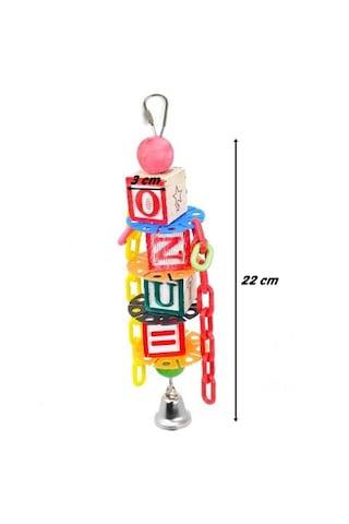 Zilli Renkli Oyun Küpleri Papağan Kuş Oyuncağı 22 Cm