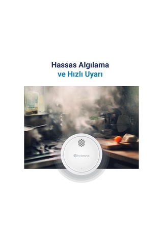 Hybrone Akıllı Wi-fi Duman Dedektörü, Sesli Işıklı Alarm Uyarısı, Uygulama İle Anında Bildirim
