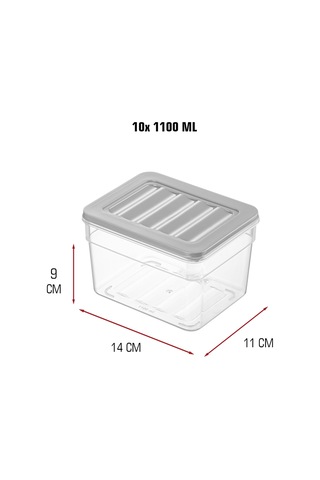 10 Lu Buzdolabı Düzenleyici Saklama Kabı Seti 1100 Ml Mikrodalga Uyumlu Bpa Difriz Düzenleyici Antrasit Kapak