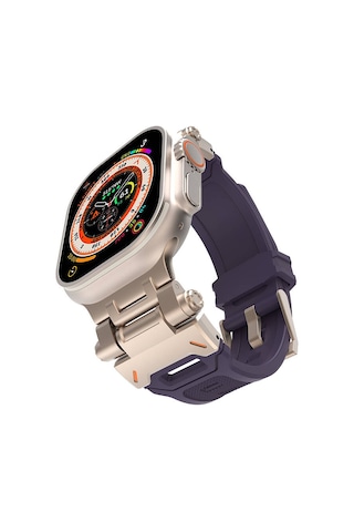 Mobilteam Watch Ultra 49mm Clo- Krd-108 Metal Başlıklı Silikon Kordon-starlight Purple