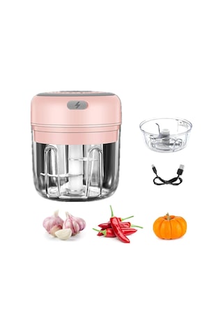 Sebze, Et, Sarımsak, Soğan Ve Zencefil Salatası İçin Küçük Elektrikli Mutfak Doğrayıcı Usb 250ml Ve 100ml Diğer