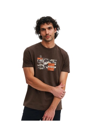 Arma Ar-ma Erkek Bisiklet Yaka Tişört Resim Baskili Örme Kumaş Regular Fit %100 Pamuk 30/2 Süprem Y31344448702 Kahverengi-k1