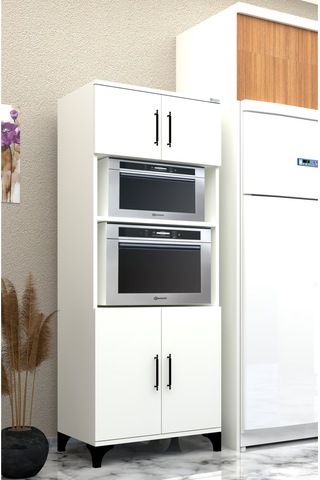 % 100 Mdf Çok Amaçlı Dolap, Fırın Ve Mikro Fırınlık Dolap Beyaz Beyaz Beyaz