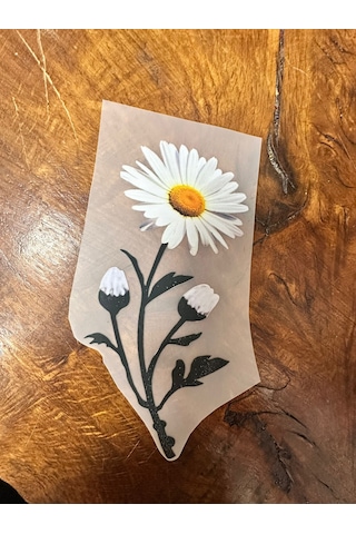 Ütü İle Yapışan Papatya Transfer Baskı Arma 18x9 Cm