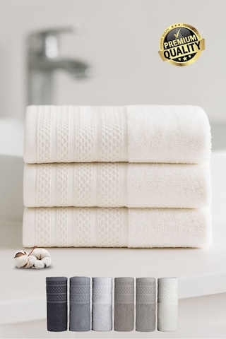 Softure 3 Lü El Yüz Havlusu Günlük Kullanım 50x90 Cm Yumuşak, Dayanıklı, Hızlı Kuruyan Ekru