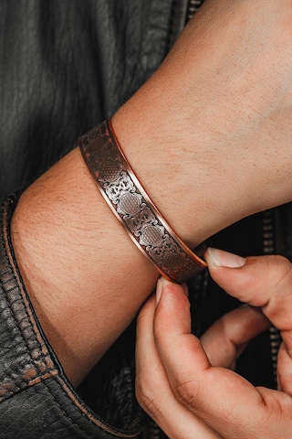 Erkek Bakır Bileklik - Lotus Çiçeği - Yaşam Çiçeği Erkek Kelepçe Bileklik Rose Gold