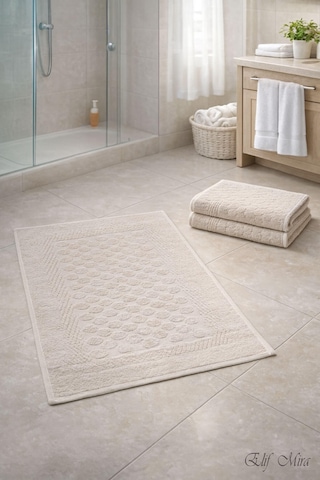 3 Lü Banyo Ayak Havlusu Seti %100 Pamuk Damatouch Bej