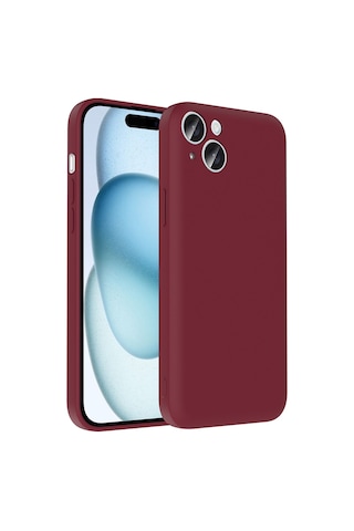 Apple Uyumlu iPhone 15 Plus Kılıf Kamera Korumalı Kartlık Hazneli Zore Vitra Kapak Mürdüm