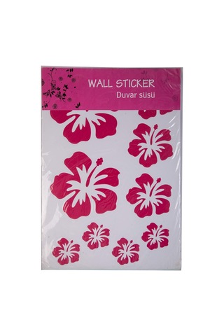 Lexroo Duvar Süsü Sticker Pembe Çiçekli Şeffaf Filmli Pvc