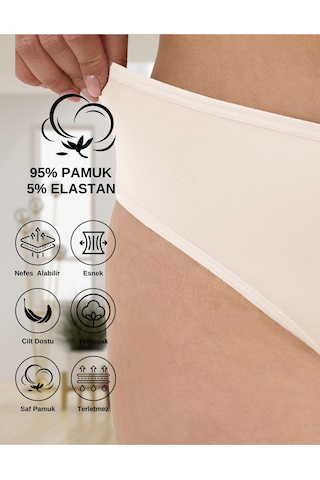 Alya Underwear Kadın Külot Yüksek Bel Tanga, Toparlayıcı - 2 Siyah, 1 Beyaz, 2 Ten S, M, L, Xl, 2xl - 5 Adet Çok Renkli 20